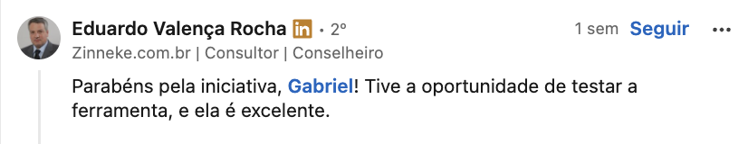 Comentário público sobre o LinkedAudience no LinkedIn